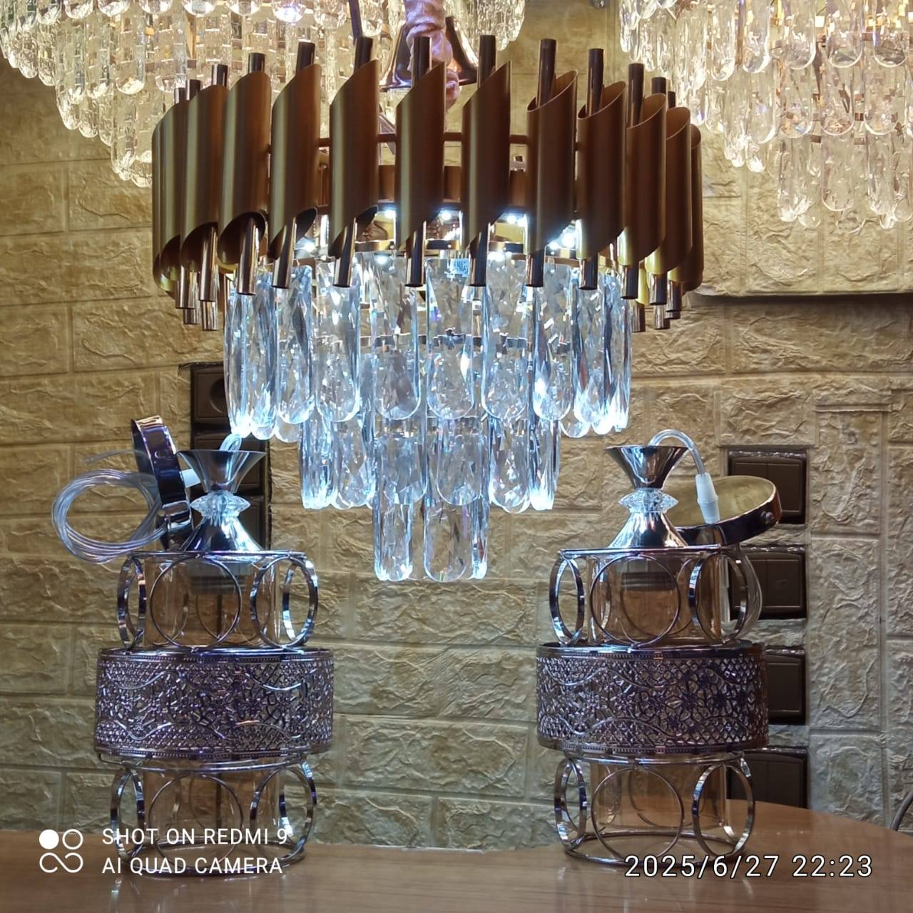 ✨ ANDALUS – Lustre en Cristal avec Finition Or Mat