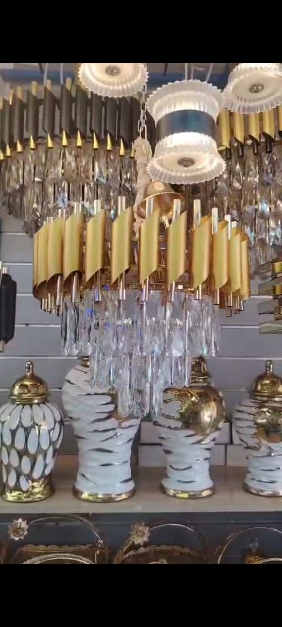 ✨ ANDALUS – Lustre en Cristal avec Finition Or Mat