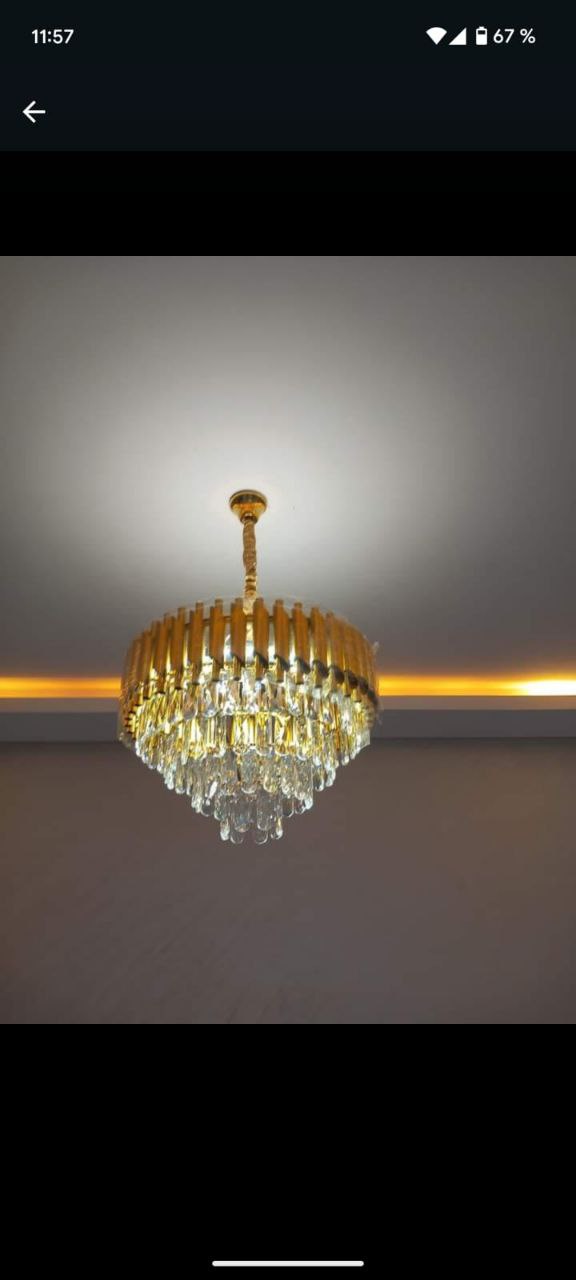 ✨ ANDALUS – Lustre en Cristal avec Finition Or Mat