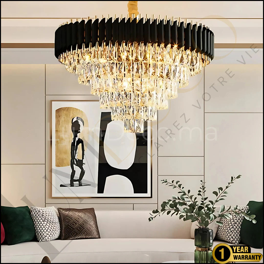Modern Black Crystal Chandelier