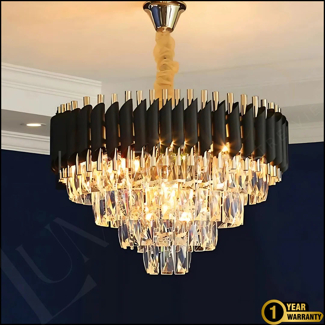 Modern Black Crystal Chandelier