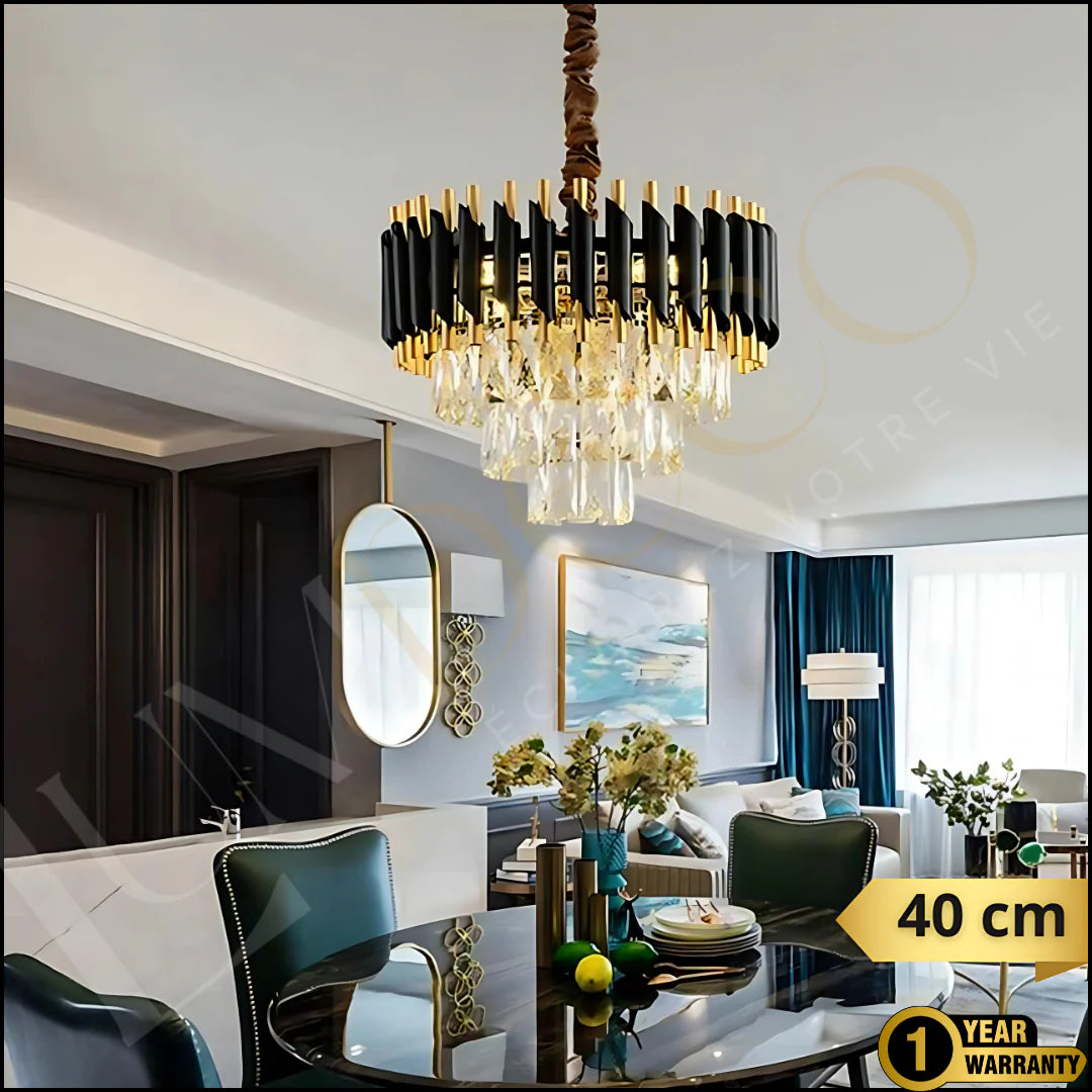 Modern Black Crystal Chandelier